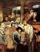 Maurycy Gottlieb Jews Praying in the Synagogue on Yom Kippur USA oil painting artist